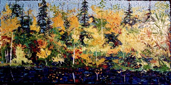 "Retour &agrave; la petite rivi&egrave;re de mon moulin", huile sur toile 30"x60", photo &copy; Bertrand Tremblay, 2003