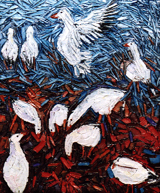 Bertrand Tremblay, huile sur toile repr&eacute;sentant des oies sauvages &copy; Bertrand Tremblay,  2000