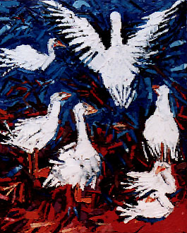 Bertrand Tremblay, huile sur toile repr&eacute;sentant des oies sauvages &copy; Bertrand Tremblay,  2000