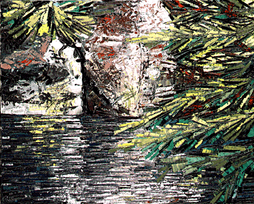Bertrand Tremblay, huile sur toile, &Eacute;tang aux sept chutes, Saint-F&eacute;r&eacute;ol-les-Neiges