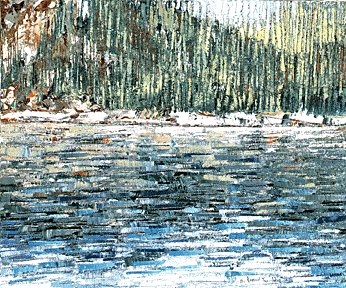 Bertrand Tremblay, huile sur toile, Saguenay au d&eacute;gel