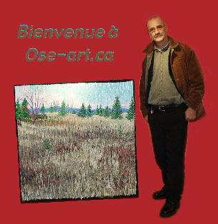 Bertrand Tremblay, artiste peintre, &agrave; c&ocirc;t&eacute; de son tableau "Champ s&eacute;ch&eacute; &agrave; Petite-Rivi&egrave;re-Saint-Fran&ccedil;ois, huile sur toile, 40"x40", &copy; Bertrand Tremblay 2006